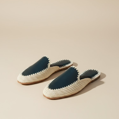 Babouches en Raphia et Cuir Marocain